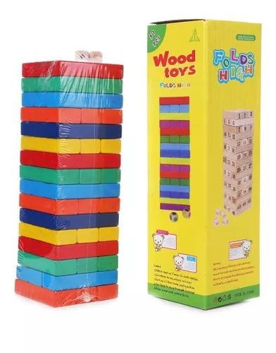 Juego Jenga De Madera Mediano Colores O Números