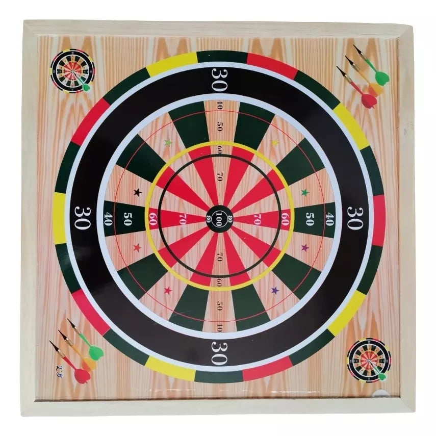 Juego de Parques Magnetico  6 Puestos Tablero Madera  + Tiro Al Blanco