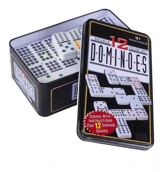 Juego de  Domino Profesional 91 Piezas Doble 12 Caja metalica Juega Hasta 13 Personas