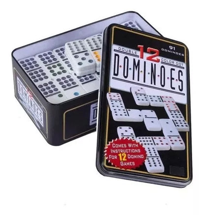 Juego de  Domino Profesional 91 Piezas Doble 12 Caja metalica Juega Hasta 13 Personas