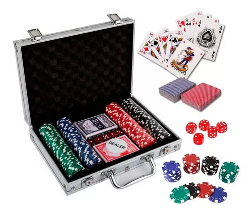 Set De Juego De Poker De 200 Fichas Con Maleta De Lujo