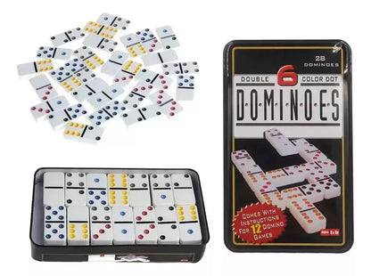 Juego de Domino Professional, estuche metalico, 28 piezas de colores