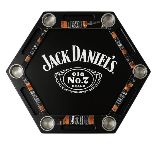Mesa de Poker Hexagonal Jack Daniel’s en Madera y Vinilo Laminado