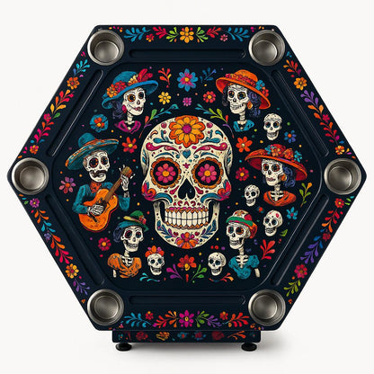 Mesa de Poker Hexagonal La Catrina en Madera Vinilo Laminado