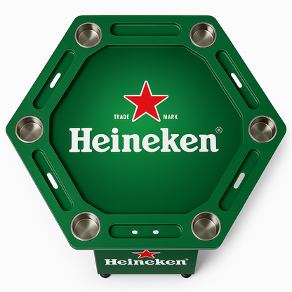Mesa de Poker Hexagonal Heineken en Madera y Vinilo Laminado
